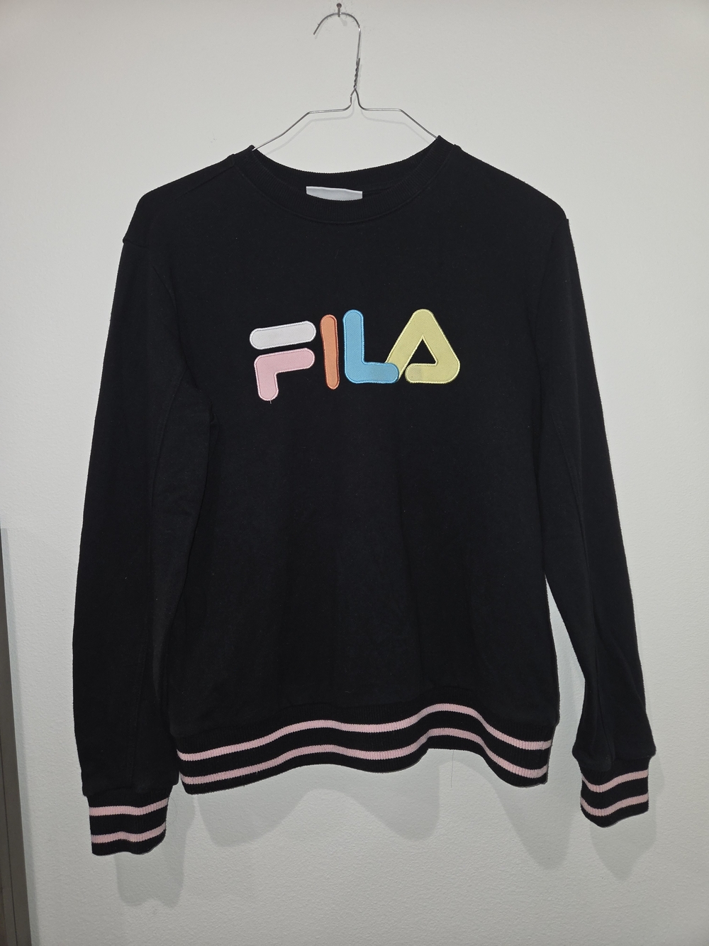 FILA Black Crewneck Sweater with Pastel Logo